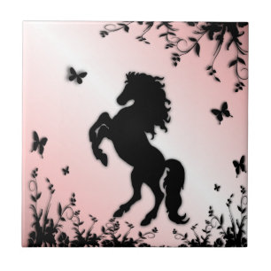Carreau Cheval noir cabré rose