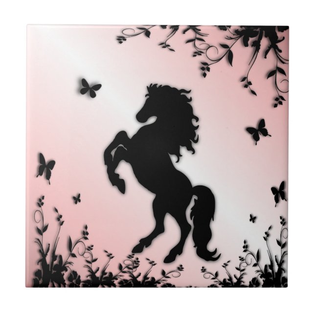Carreau Cheval noir cabré rose (Devant)