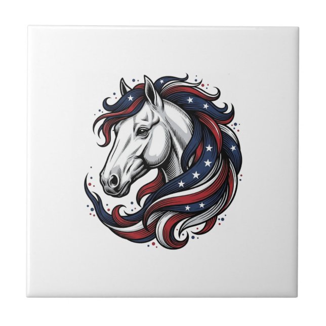 Carreau Cheval Patriotique Gravure Vintage Art Vectoriel (Devant)