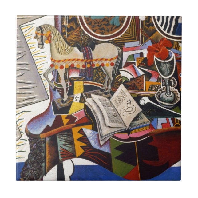 Carreau Cheval Pipe Fleur rouge par Joan Miro (Devant)