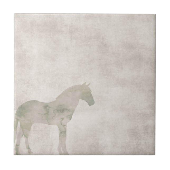 Carreau Cheval rêveur : Cheval d'aquarelle sur le brun de (Devant)