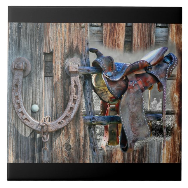 Carreau Cheval Saddle Horseshoe Rustique Western (Devant)