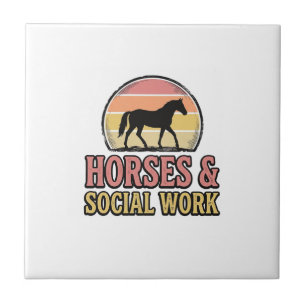 Carreau Cheval & Travail Social Retro Soleil Couchant Conc