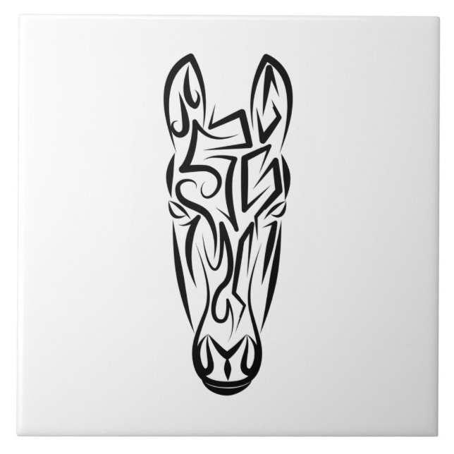 Carreau Cheval tribal noir et blanc (Devant)