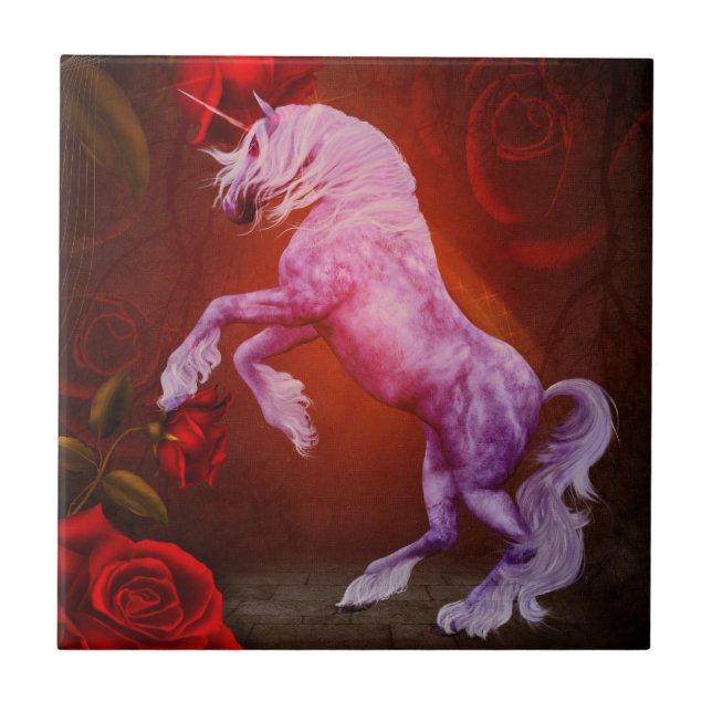 Carreau Cheval Unicorn Feu Et Animal Rose (Devant)