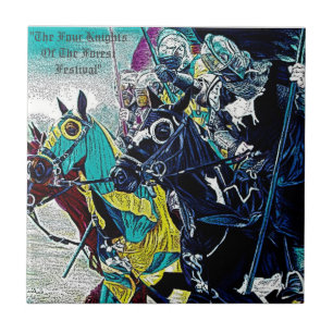 Carreau chevaliers médiévaux jouant sur l'art historique d