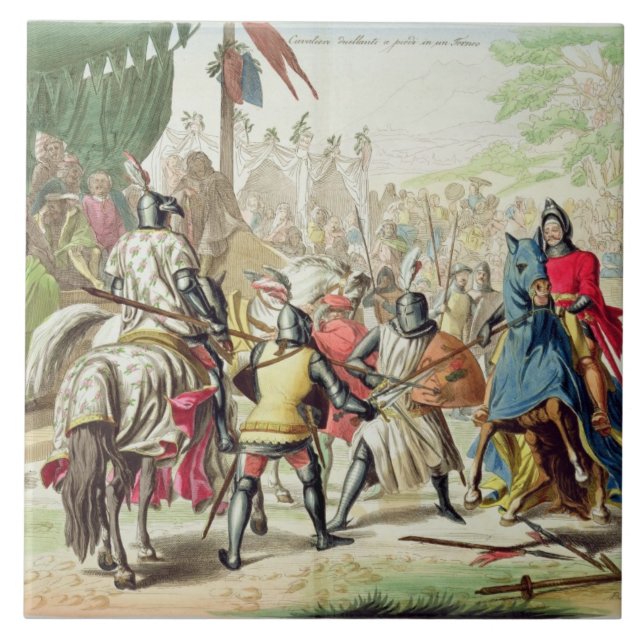 Carreau Chevaliers se battant en duel à pied dans un (Devant)