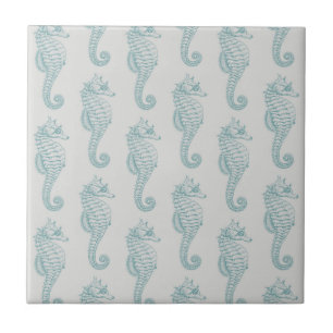 Carreau Chevaux de mer tropicaux, Motif hippocampe - gris 