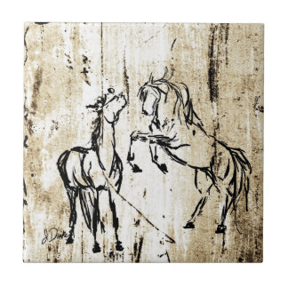 Carreau Chevaux d'élevage de l'art équin