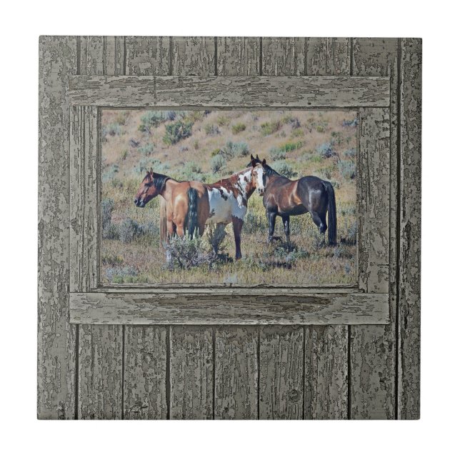 Carreau Chevaux en bois 3 de fenêtre (Devant)