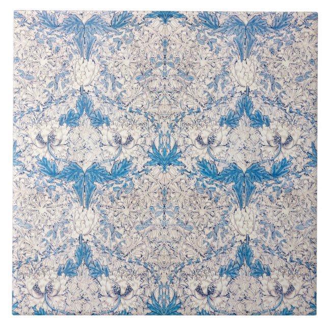 Carreau Chèvrefeuille bleu (par William Morris) (Devant)