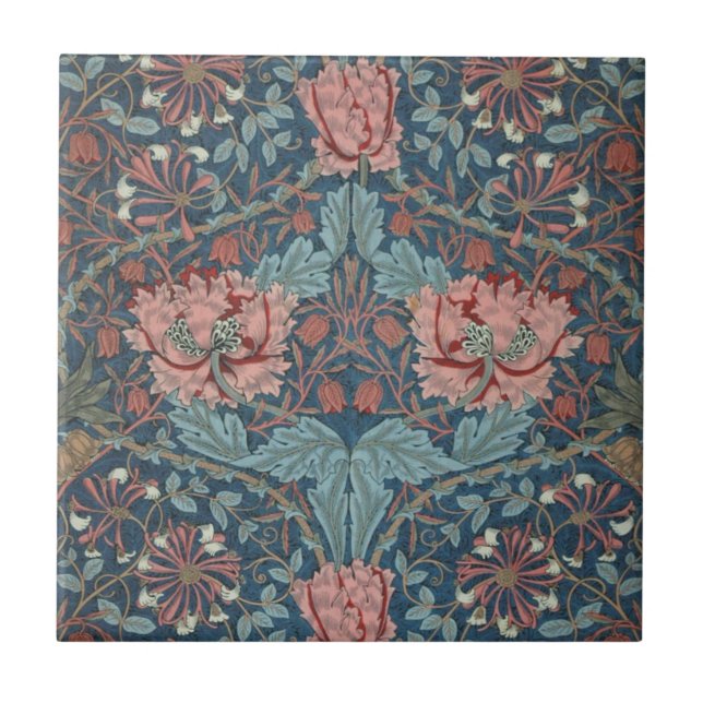 Carreau Chèvrefeuille par William Morris, Art floral vinta (Devant)