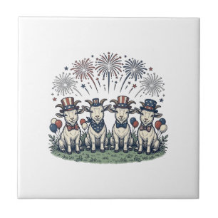 Carreau Chèvres patriotiques Feux d'artifice Vintage Shirt