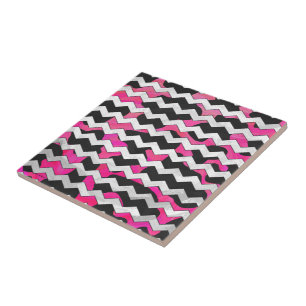 Carreau Chevron Cow Hot rose et noir