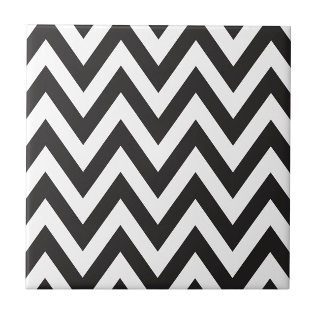 Carreau Chevron Motif noir blanc dessins géométriques (Devant)