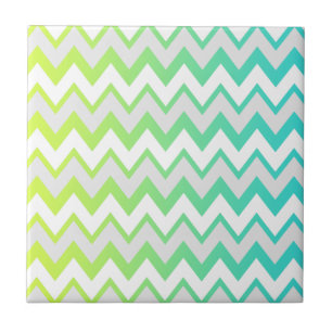 Carreau Chevron motif vert turquoise aqua ombre élégant
