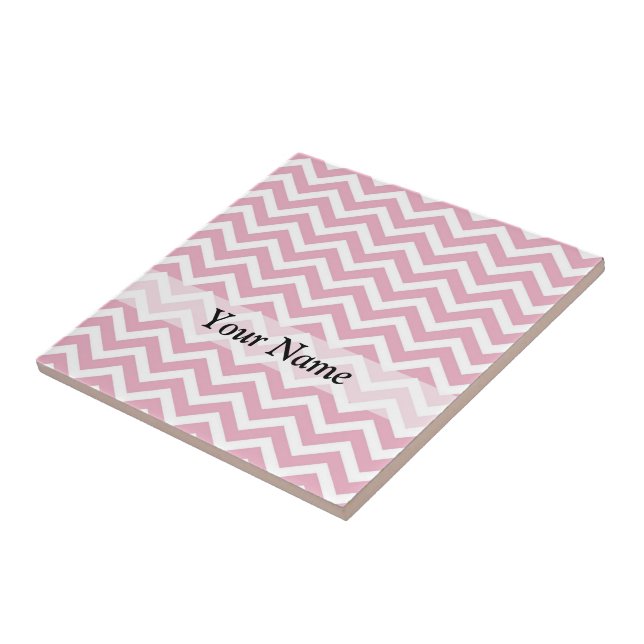 Carreau chevron rose et blanc (Côté)