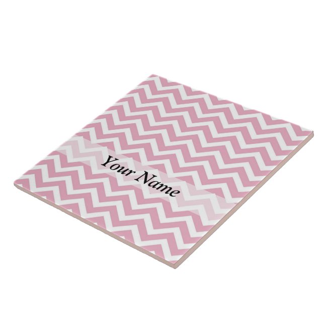 Carreau chevron rose et blanc (Côté)