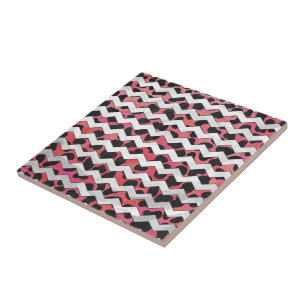 Carreau Chevron Vache rose et noir
