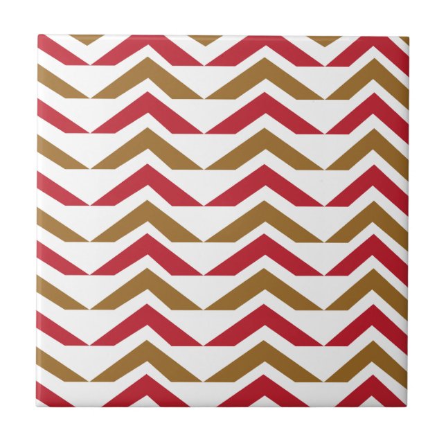 Carreau Chevron vert motif géométrique rouge Chevron  (Devant)