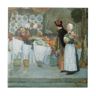 Carreau Chez le fleuriste par Childe Hassam, Vintage Fine