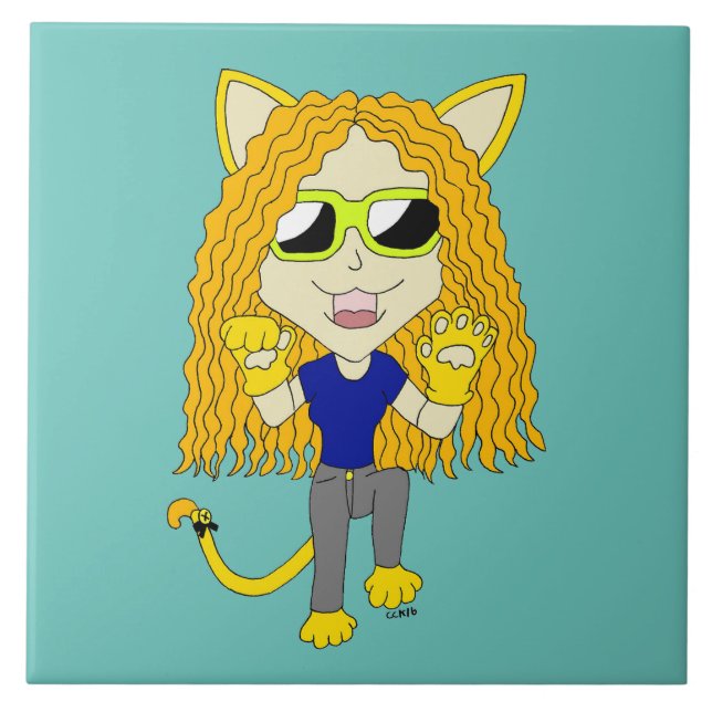 Carreau Chibi Catgirl avec pattes (Devant)
