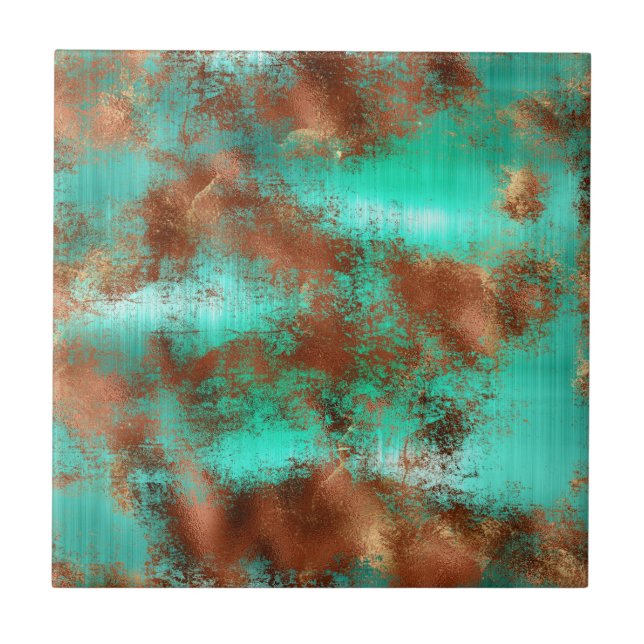 Carreau Chic Boho en cuivre Turquoise (Devant)