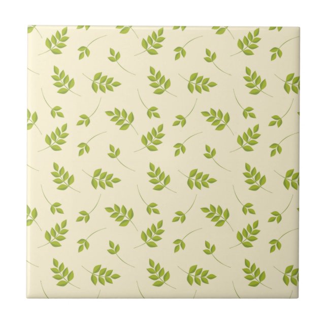 Carreau Chic Botanique Green Branches Feuilles sans coutur (Devant)