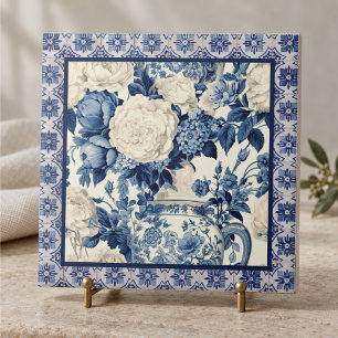 Carreau Chic Broderie Chinoise Toile Fleurie Monogramme
