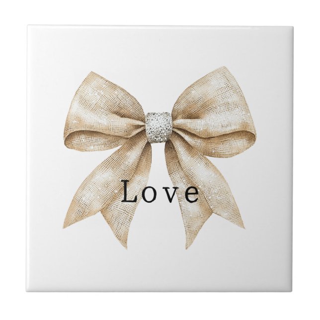 Carreau Chic Crème Argent Glam Bow Love (Devant)