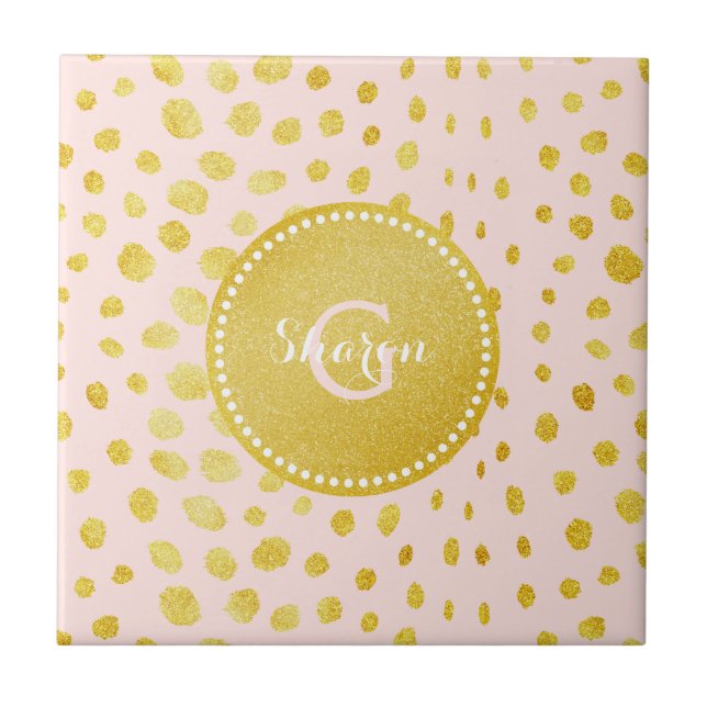 Carreau Chic faux or scintillant guépard imprimé monogramm (Devant)