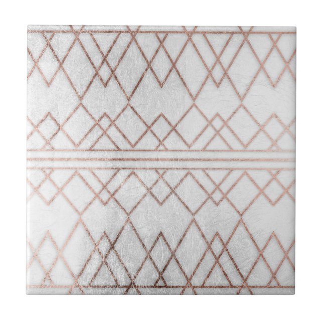 Carreau Chic moderne Faux Rose Gold Triangles géométriques (Devant)