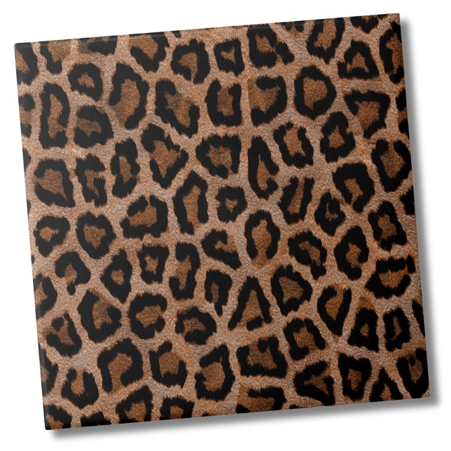 Carreau Chic Motif Leopard tendance (Cute Trendy Faux Fur Leopard Animal Print Pattern Ceramic Tile)