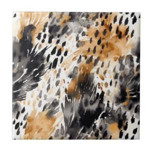 Carreau Chic noir bracelet blanc léopard Poster de animal