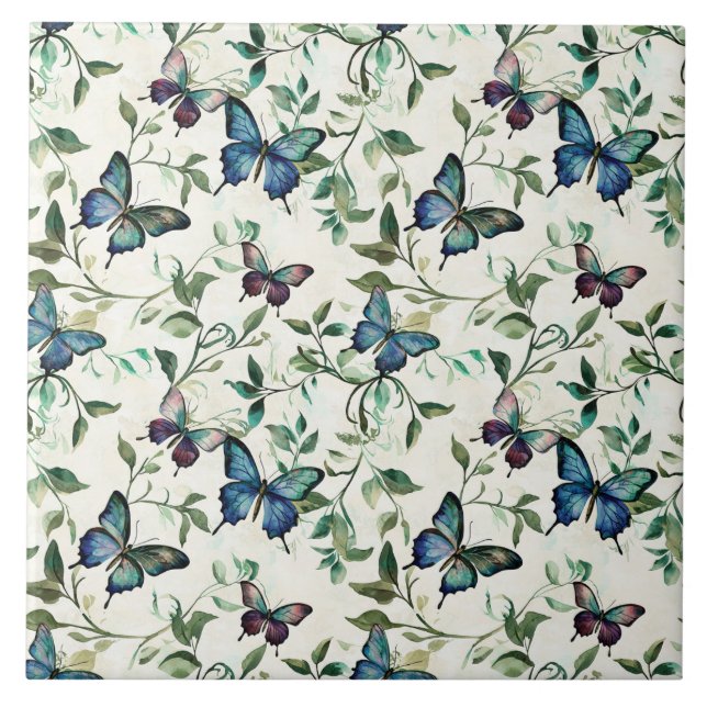 Carreau Chic Romantique Papillons Bleus Baby Shower de Mar (Devant)