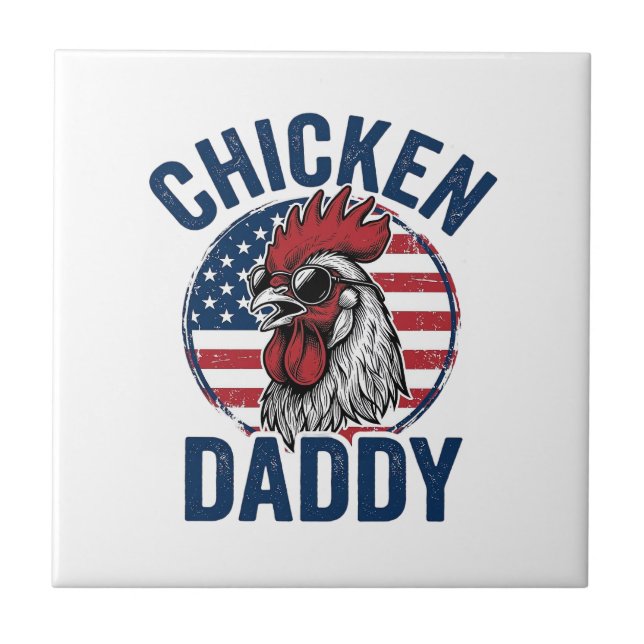 Carreau Chicken Daddy Rooster Vintage Patriotic Shirt Desi (Devant)