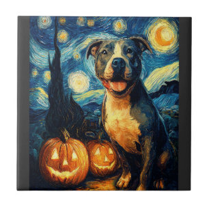 Carreau Chien American Staffordshire Terrier Halloween mig