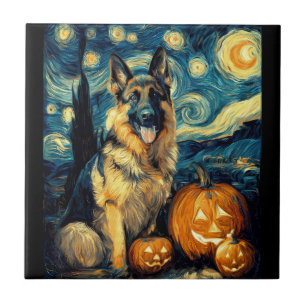 Carreau Chien Berger Allemand Mignon Halloween Jack O Lant