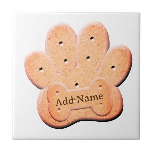 Carreau Chien Biscuit Pawprint et Bone Art (Devant)