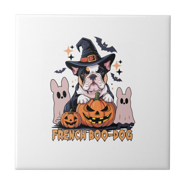 Carreau Chien Boo Français Mignon Frenchie Halloween Fantô (Devant)