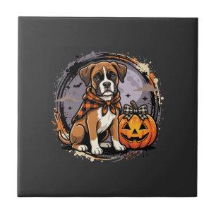Carreau Chien Boxer Halloween Citrouille Sublimation