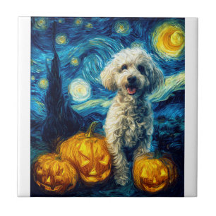 Carreau Chien Caniche Mignon Citrouille Halloween Jack O L