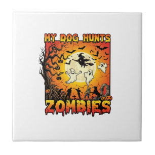 Carreau Chien Chasse Les Zombies Halloween Fantômes Sorciè