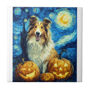 Carreau Chien Colley Rough Mignon Citrouille Halloween Jac