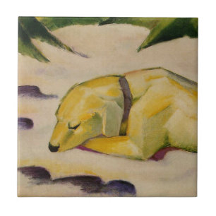 Carreau Chien couché dans la neige (par Franz Marc)