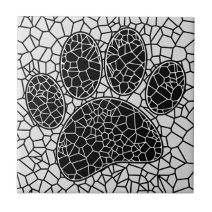 Carreau Chien d'art canin mosaïque Empreinte de patte en n