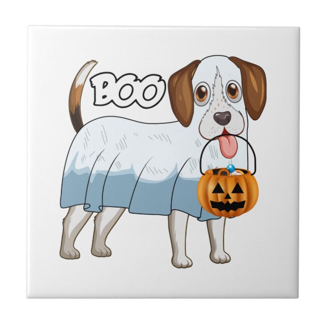 Carreau Chien de Halloween Beagle Fantôme (Devant)