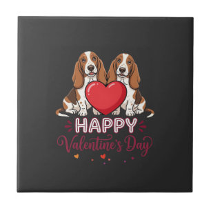 Carreau Chien de la Saint-Valentin Basset Hound Floral