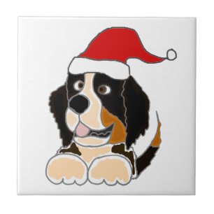 Carreau Chien de montagne de Bernese dans l'art de Noël d