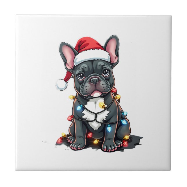 Carreau Chien de Noël Bouledogue Français Noël Frenchie 3 (Devant)